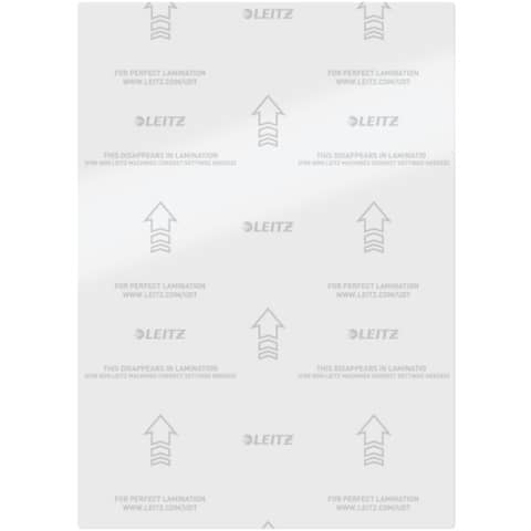 Pouches per plastificatrici Leitz iLam con UDT 2x125 µm in EVA A4 21,6x30,3 cm Conf. 100 pezzi - 74810000